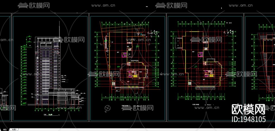 寫(xiě)字樓建筑cad施工圖下載(渲染圖2)