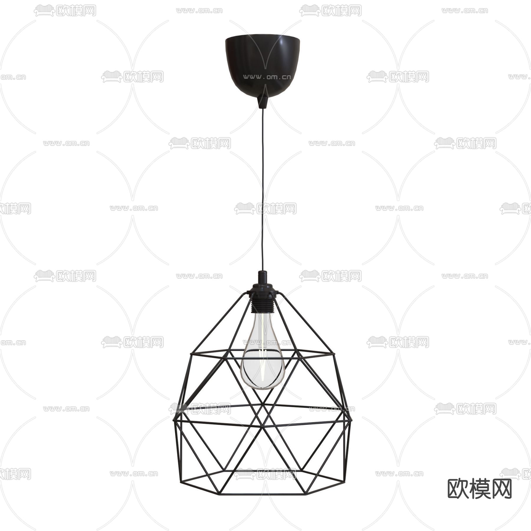 工业风铁艺吊灯3d模型下载（渲染图5）