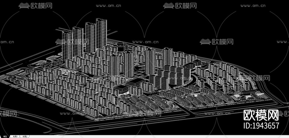 小區(qū)規(guī)劃cad施工圖下載(渲染圖2)