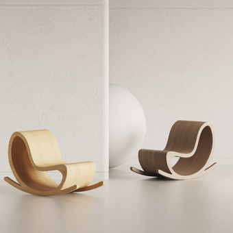 北欧原木休闲椅摇椅3d模型