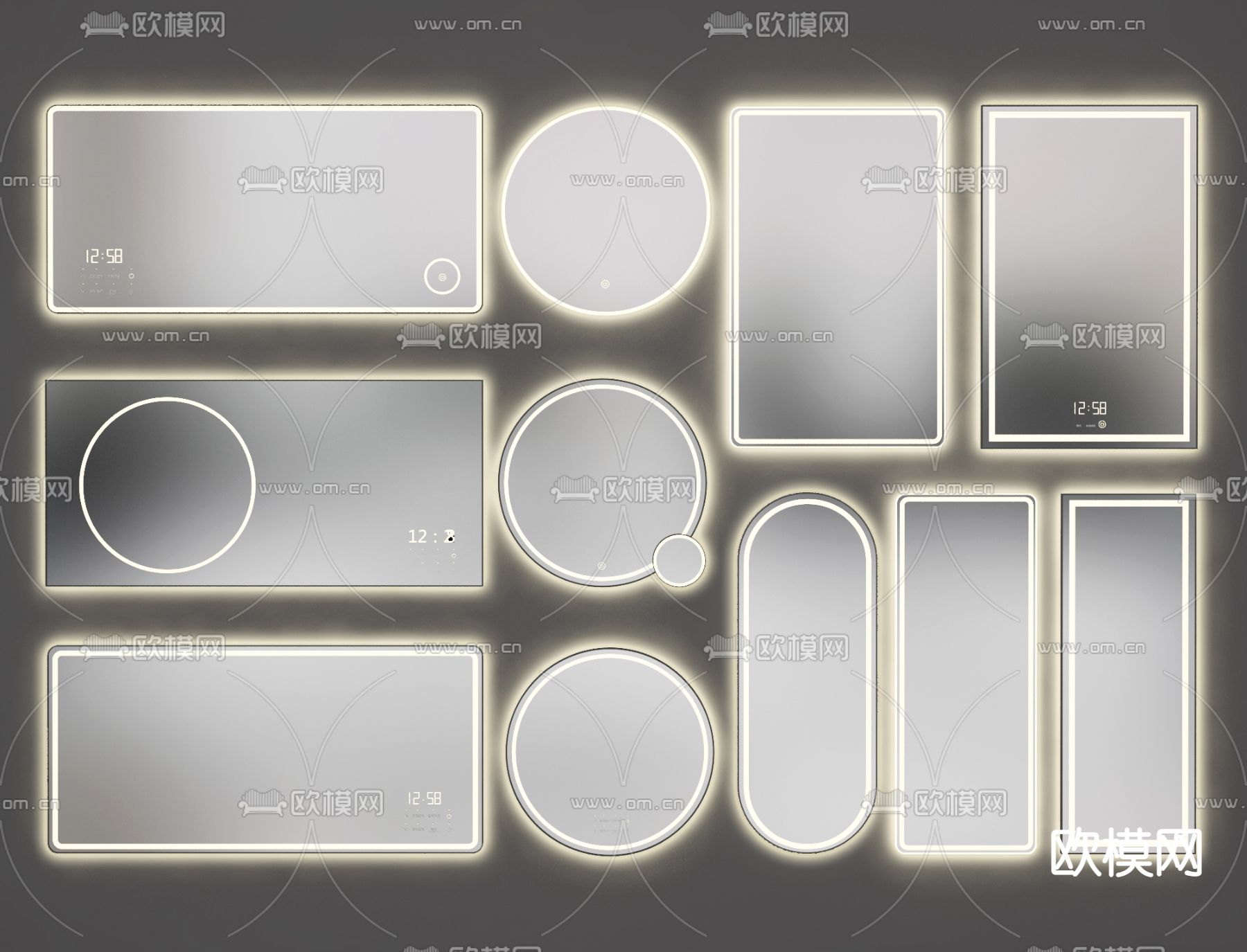 现代智能发光镜子3d模型下载