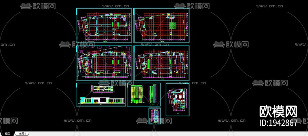 大型商场cad施工图-免费3dmax模型库-欧模网