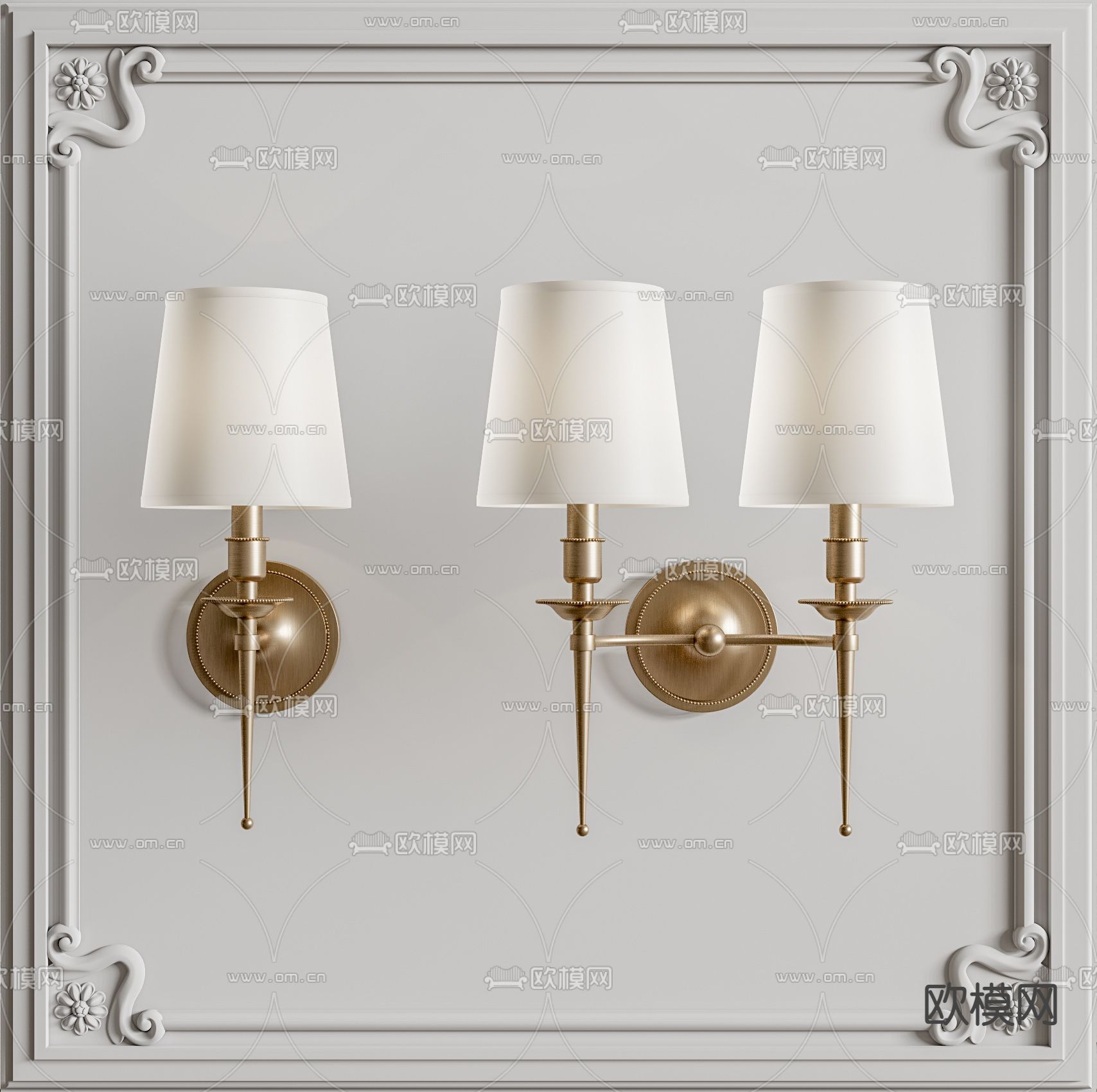 欧式金属壁灯su模型下载（渲染图1）
