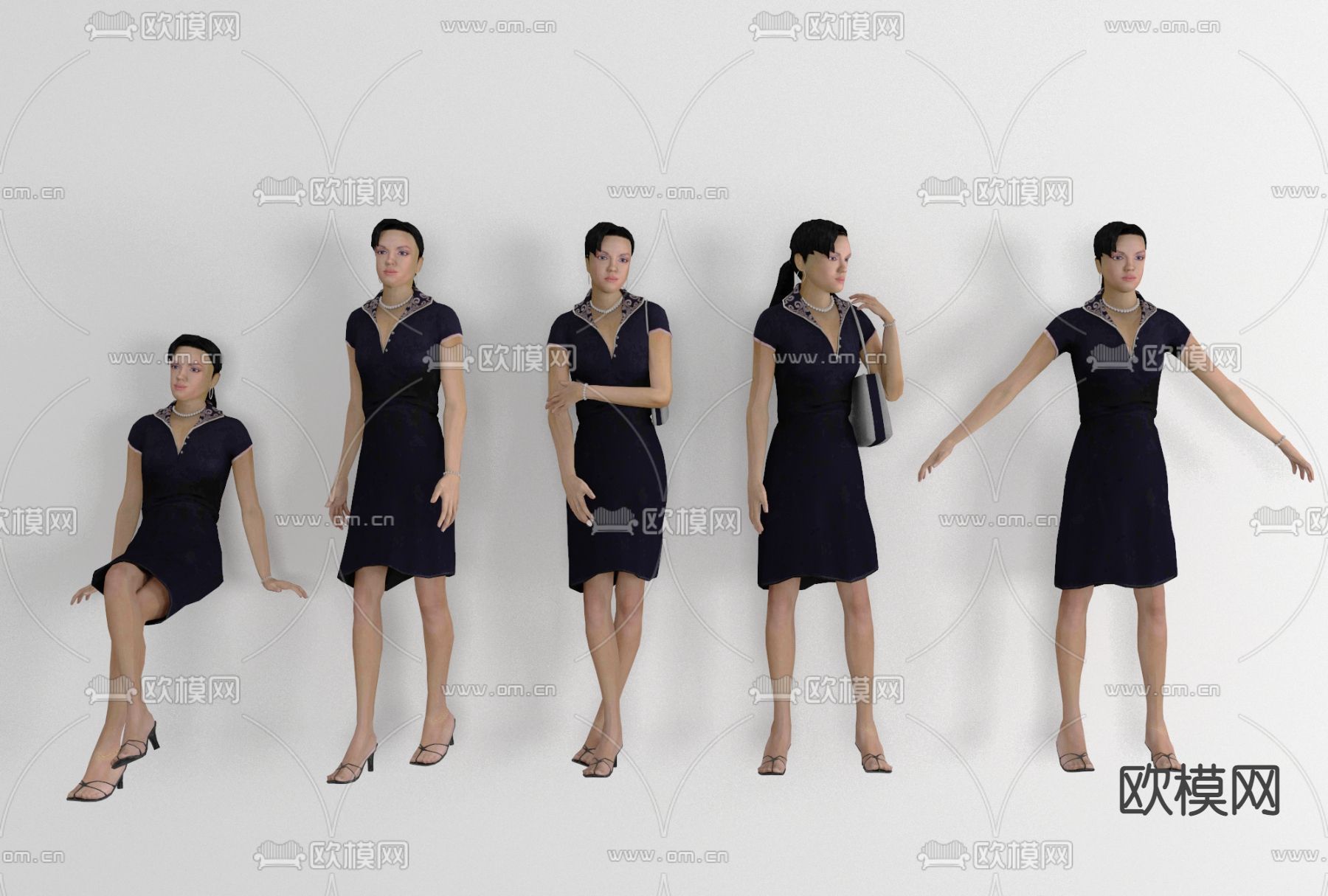 现代美女人物免费3d模型下载