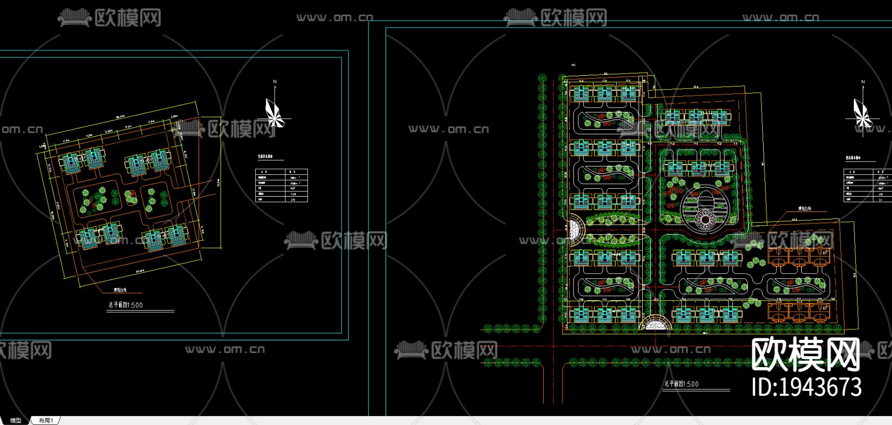 小区景观规划cad施工图下载（渲染图2）