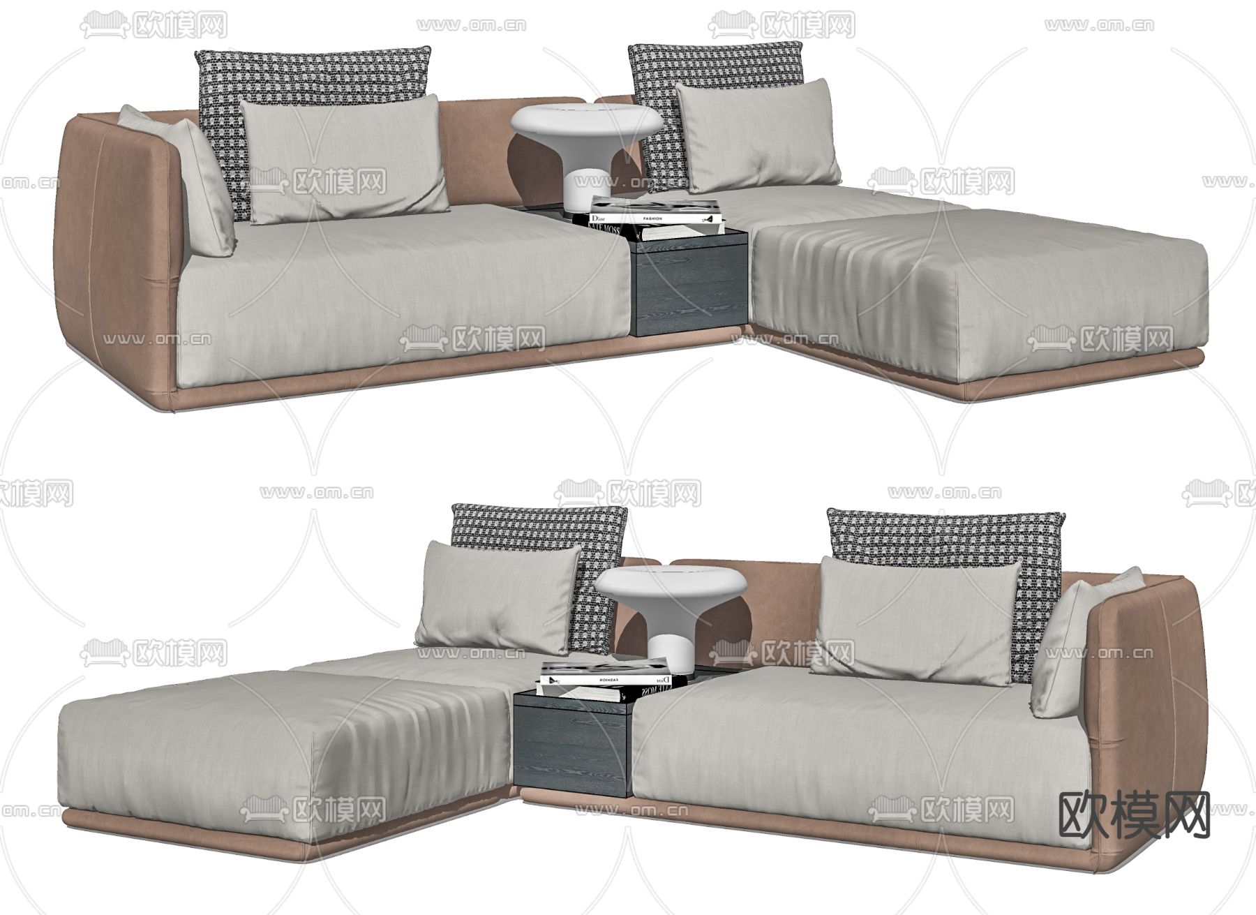 现代布艺转角沙发su模型