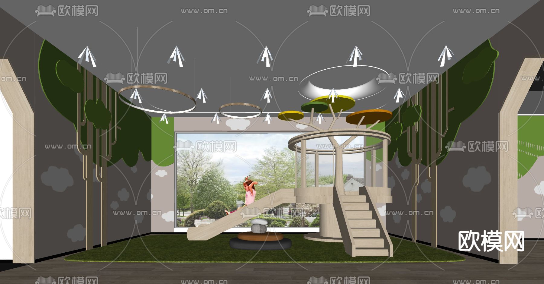 现代幼儿园儿童娱乐区su模型下载（渲染图2）