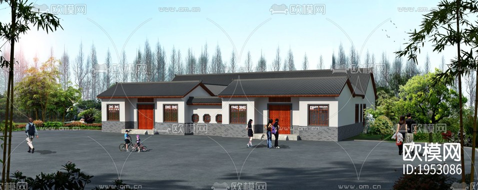四合院建筑cad施工圖下載(渲染圖10)