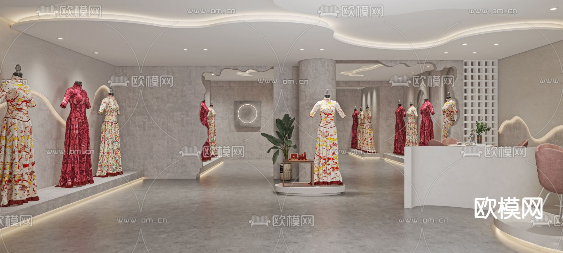 现代婚纱店3d模型下载（渲染图1）
