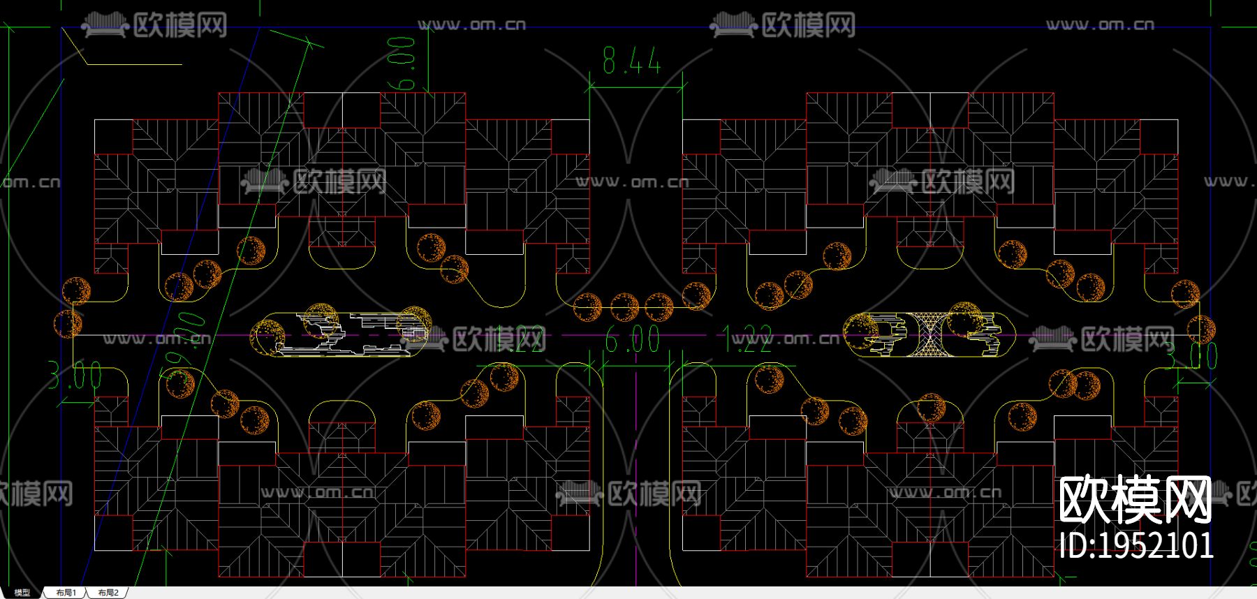 别墅区规划cad平面图下载（渲染图3）