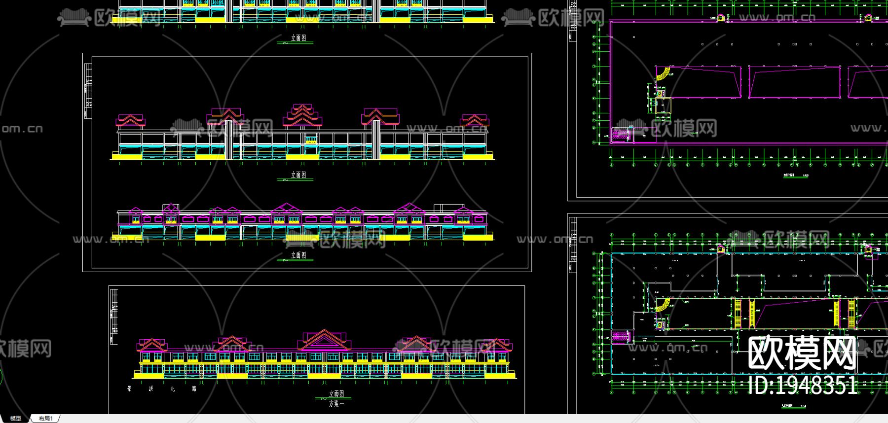 商场建筑CAD施工图下载（渲染图1）