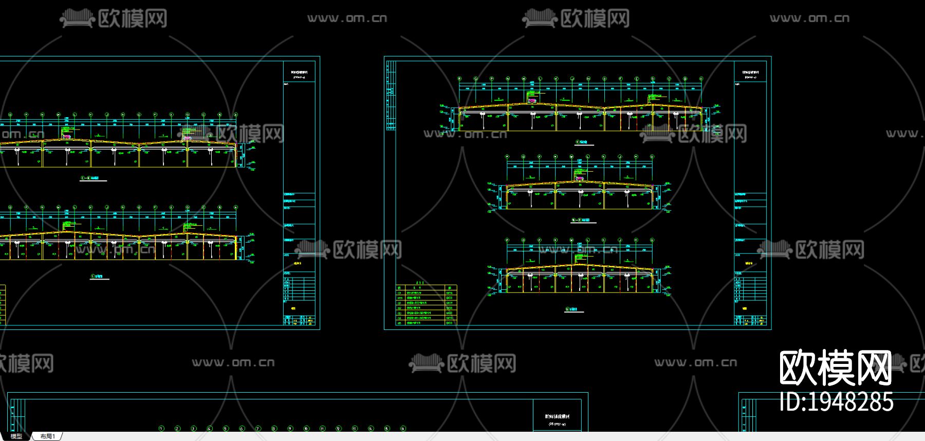 钢结构工程cad图纸下载（渲染图3）