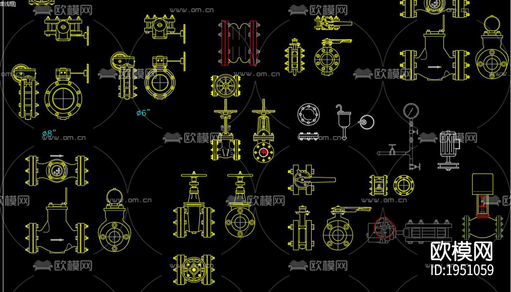 管件弯头cad图库下载（渲染图4）
