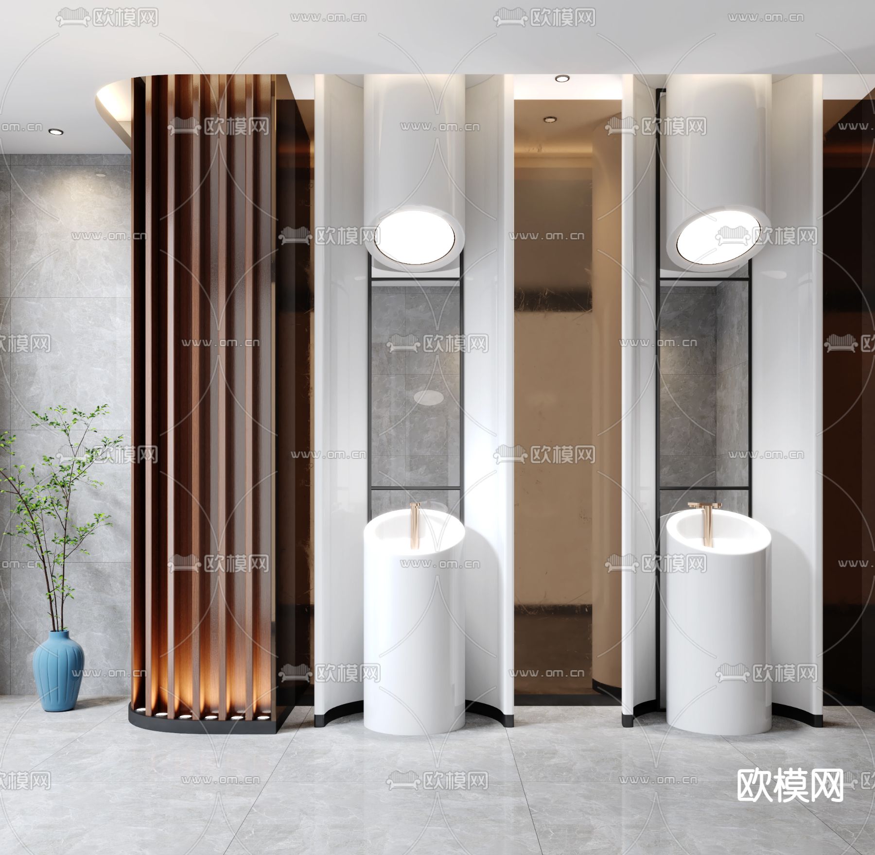 现代立式台盆洗手盆3d模型下载（渲染图1）