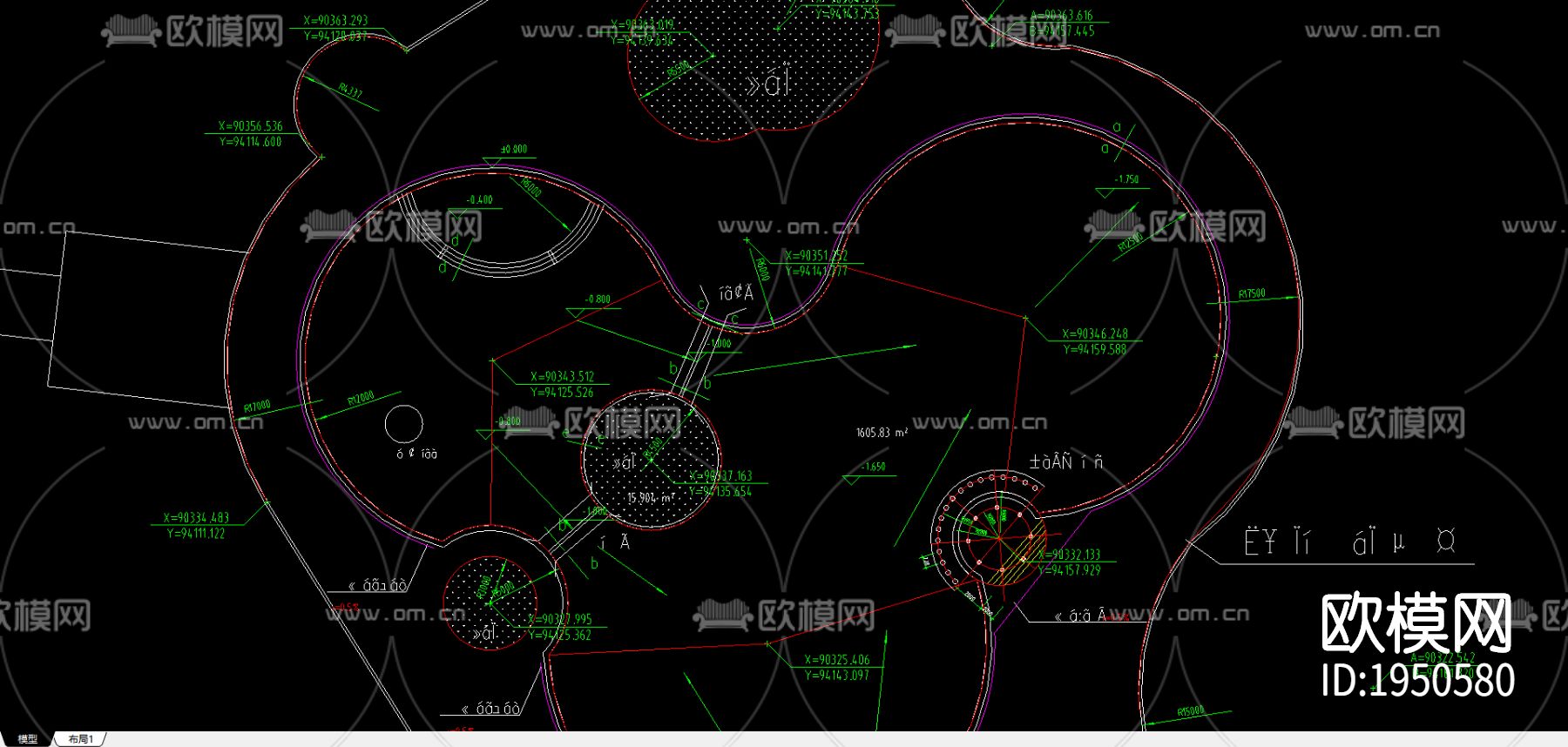 休闲泳池cad施工图下载（渲染图2）