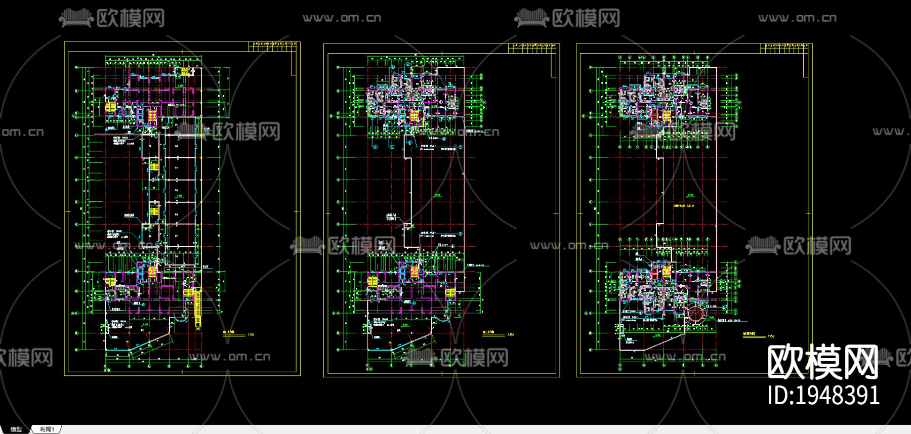 商场建筑CAD施工图下载（渲染图1）