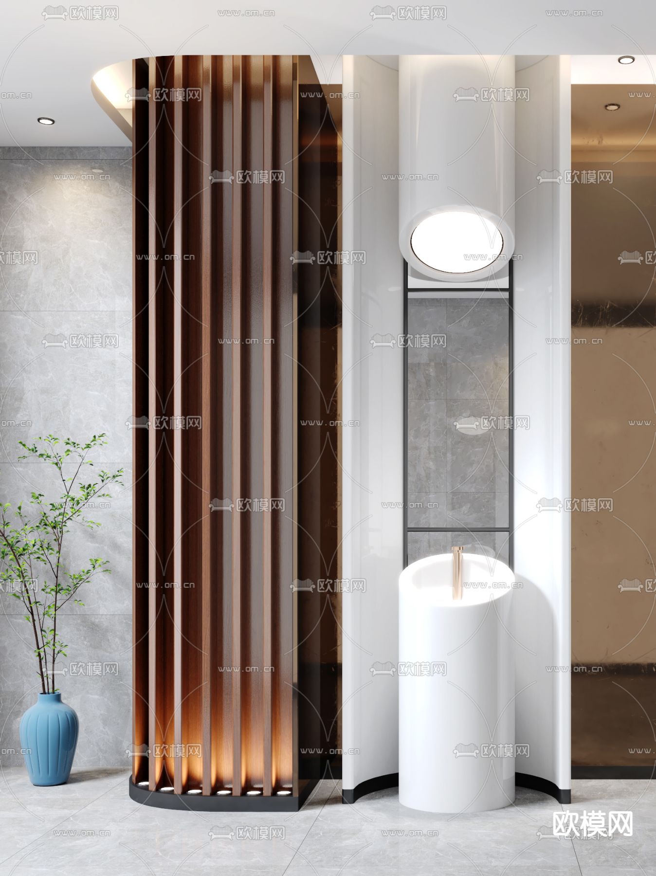 现代立式台盆洗手盆3d模型下载（渲染图2）