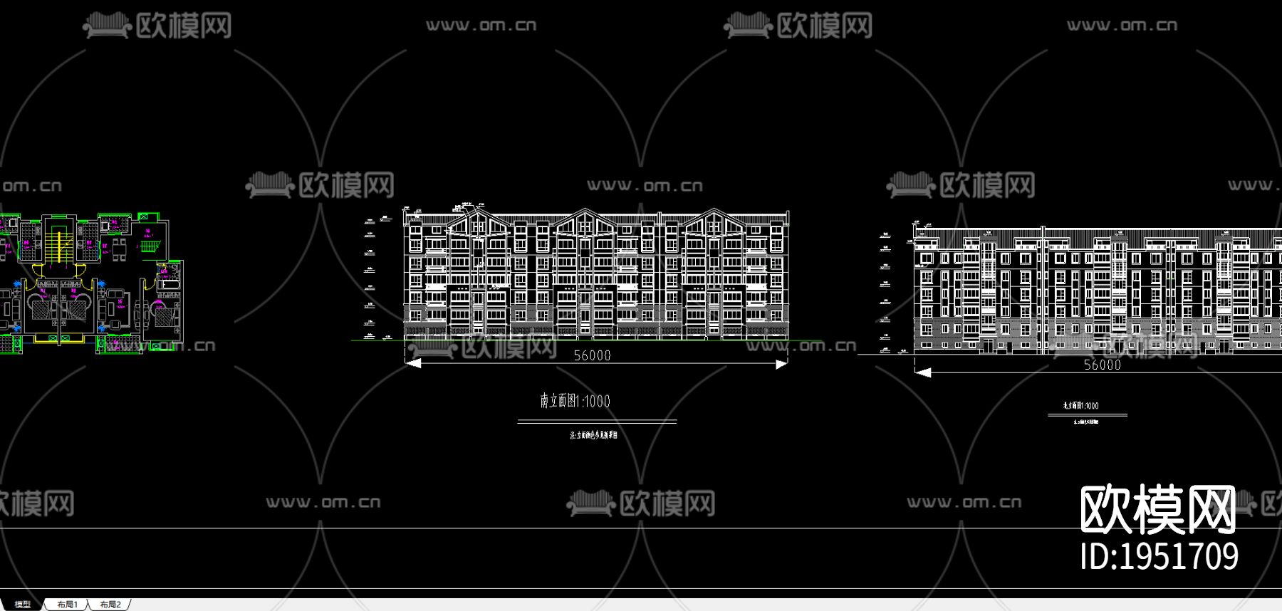 小区规划cad平面图下载（渲染图2）