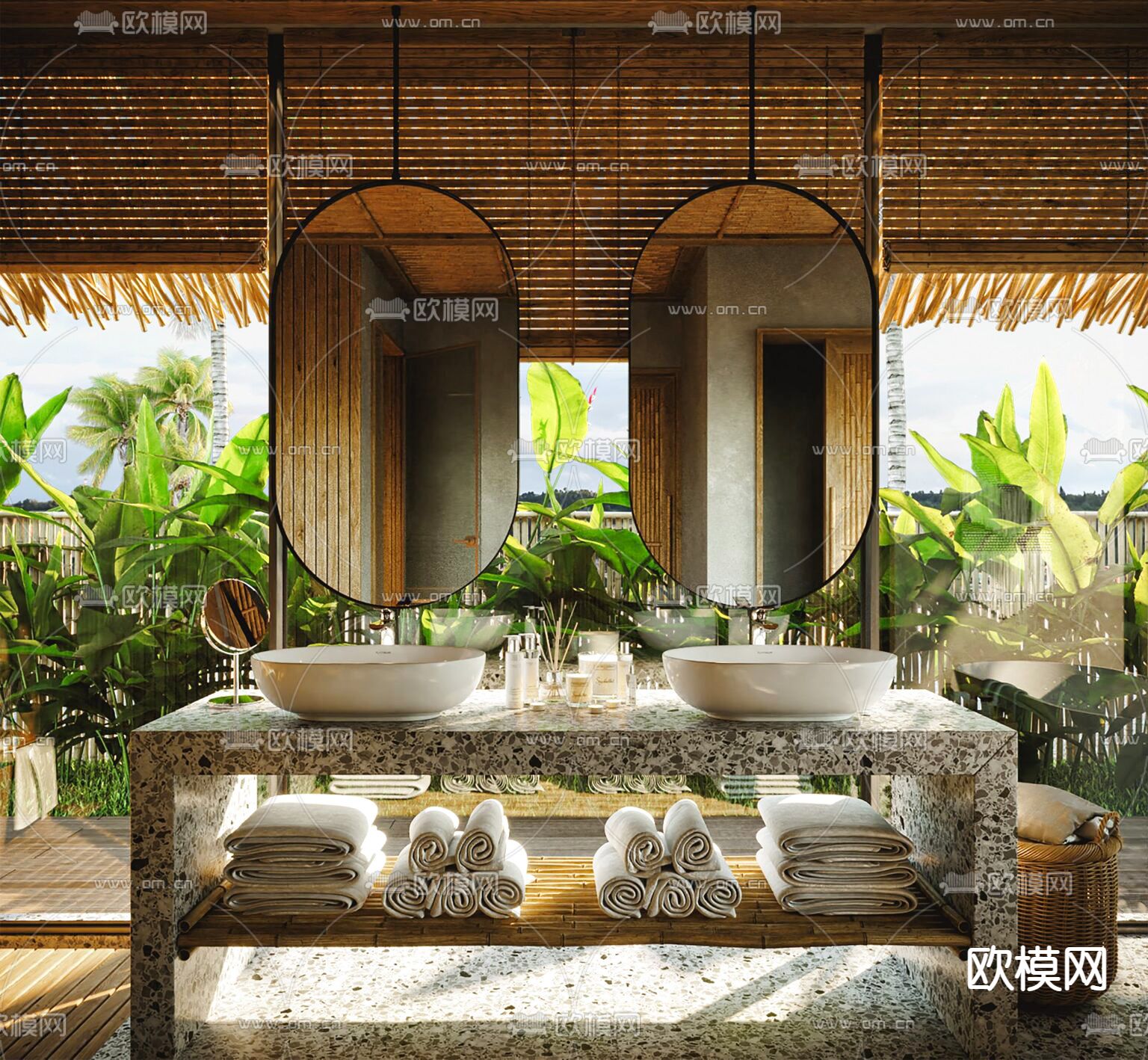 自然风浴室卫生间3d模型下载（渲染图4）