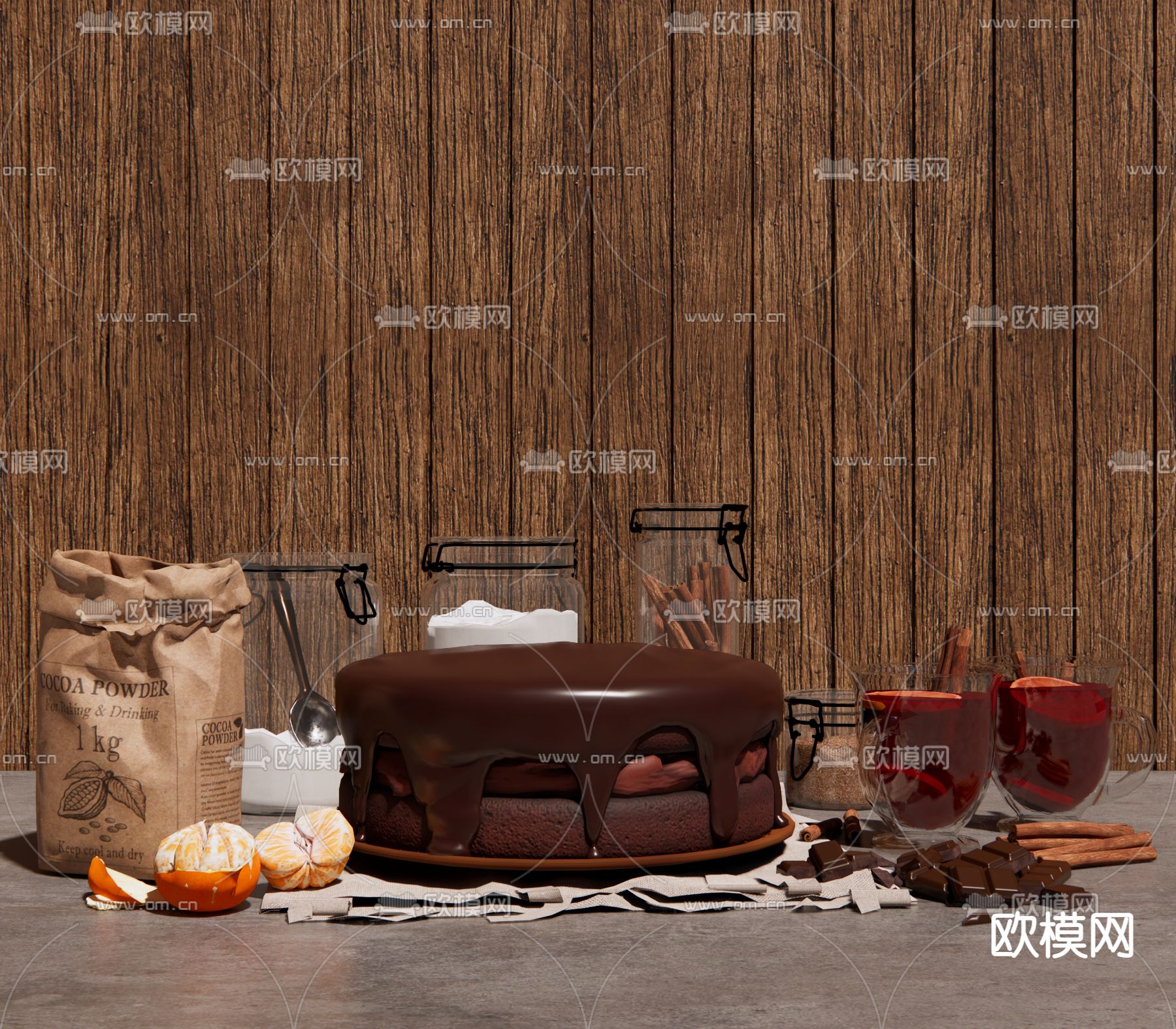 现代食物蛋糕su模型下载（渲染图1）