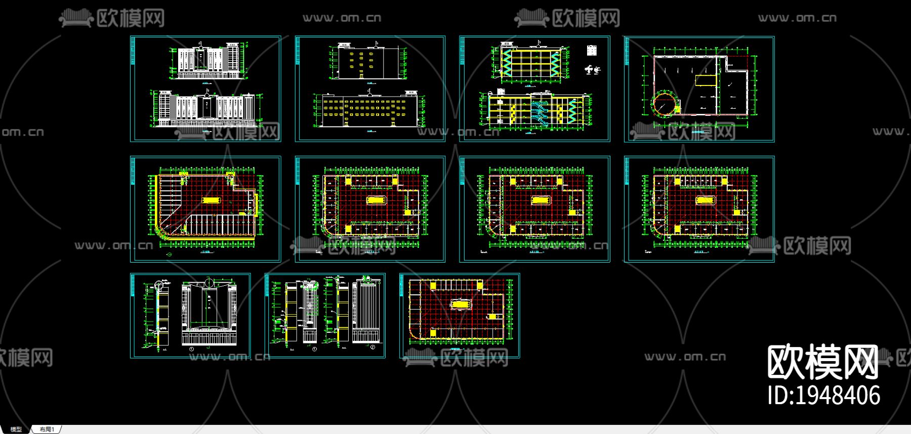 商场全套建筑CAD施工图下载（渲染图6）