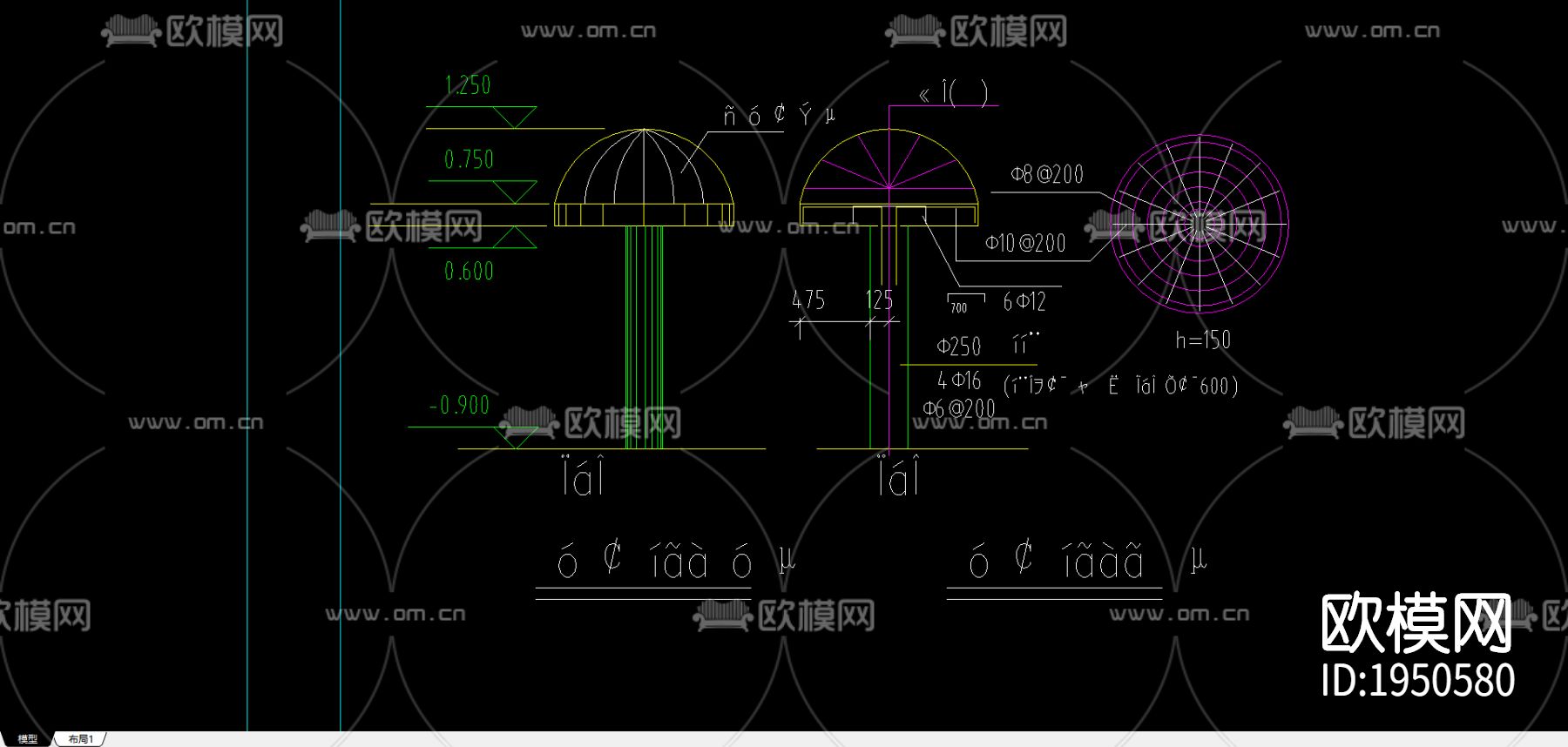 休闲泳池cad施工图下载（渲染图3）