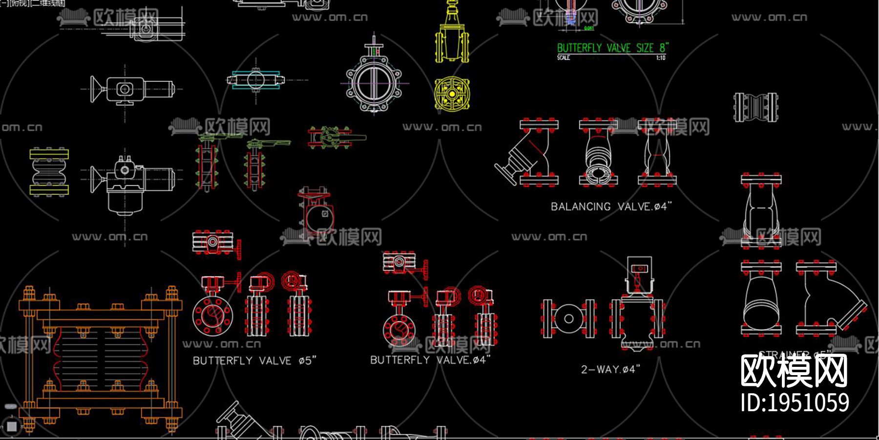 管件弯头cad图库下载（渲染图8）