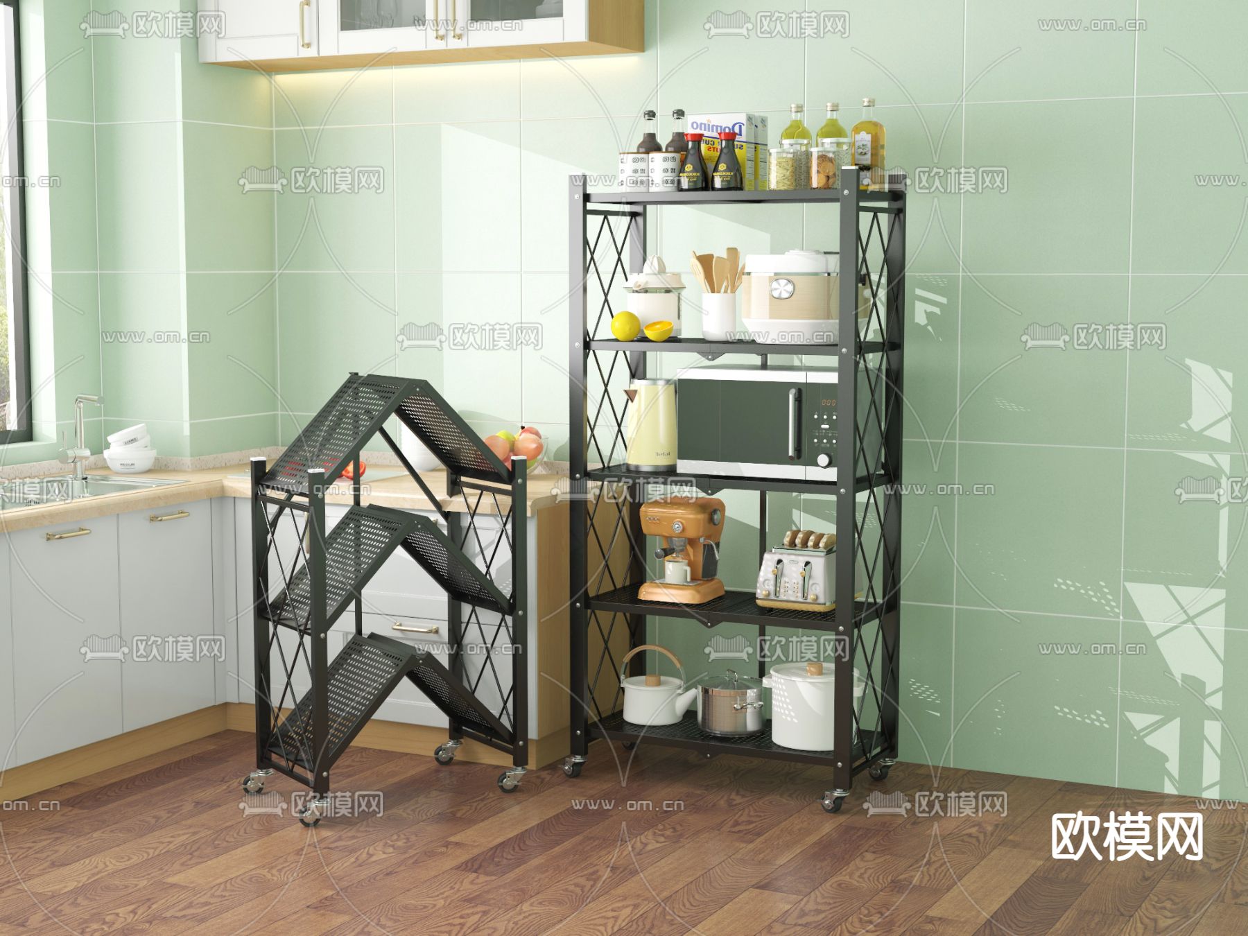 现代厨具置物架免费3d模型下载