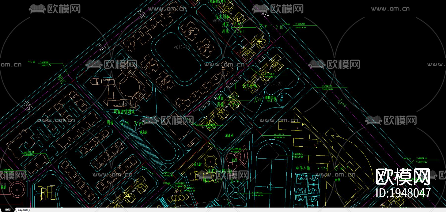 小区规划cad平面图下载（渲染图1）