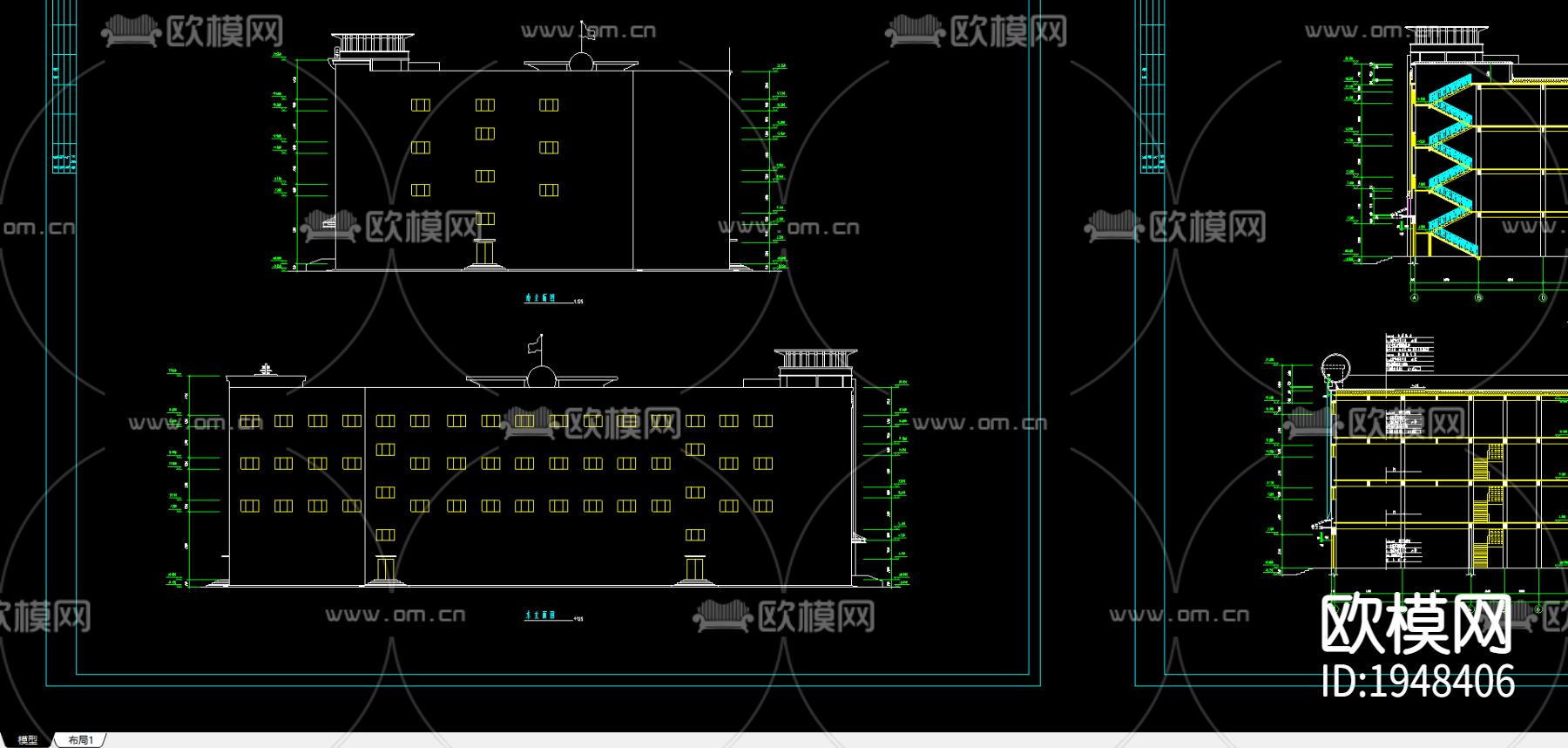 商场全套建筑CAD施工图下载（渲染图4）
