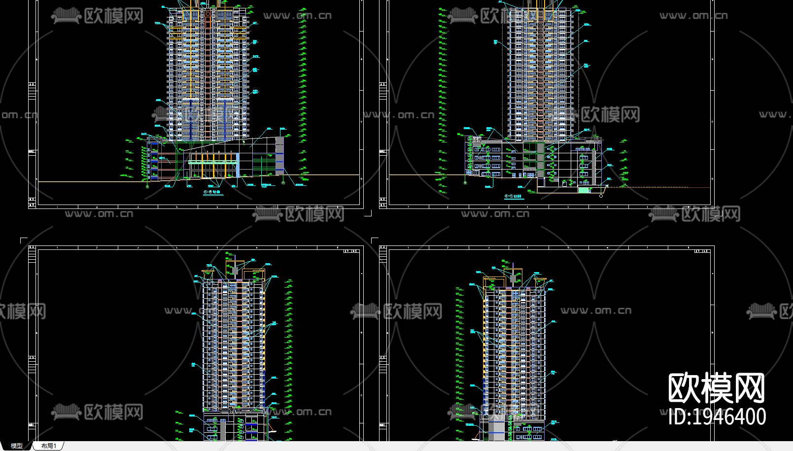 办公楼cad施工图下载（渲染图3）