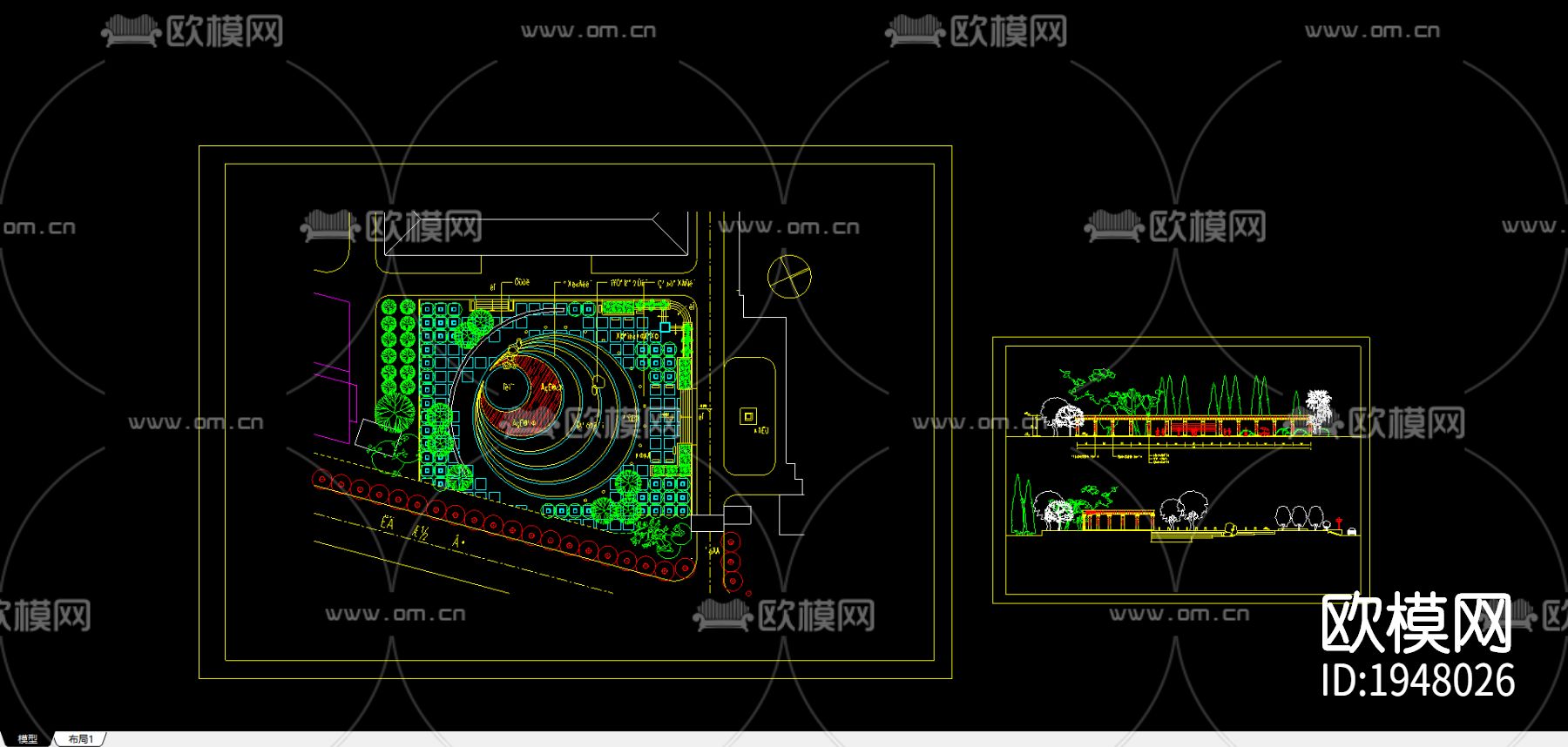 广场景观cad图纸下载（渲染图2）