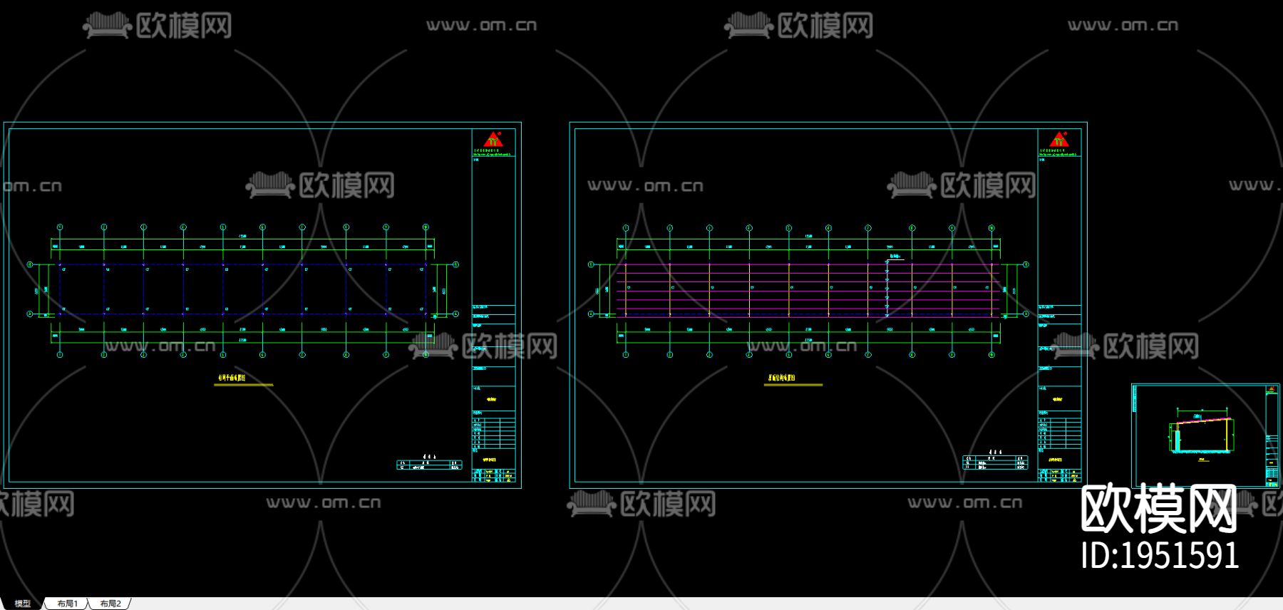英良雨蓬布置图CAD下载（渲染图2）