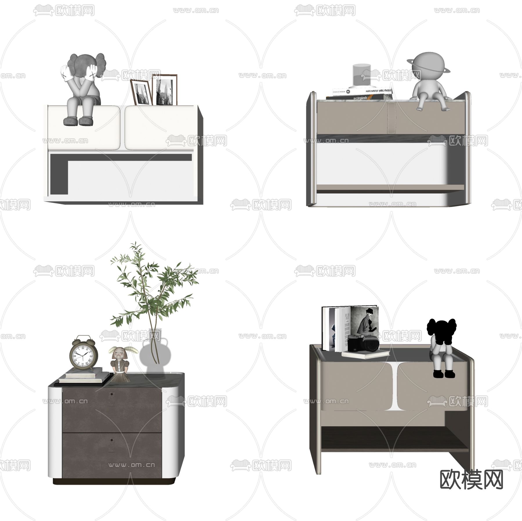 现代轻奢床头柜su模型下载（渲染图2）