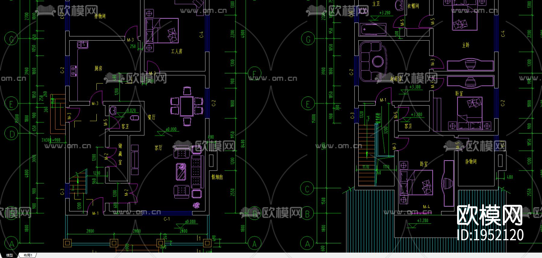 别墅cad施工图-免费3dmax模型库-欧模网