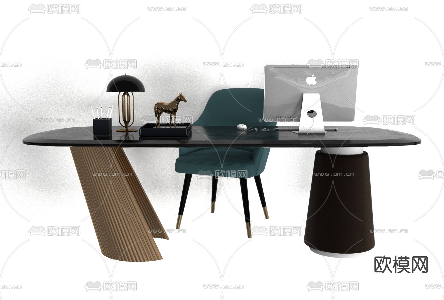 现代轻奢书桌椅免费3d模型下载