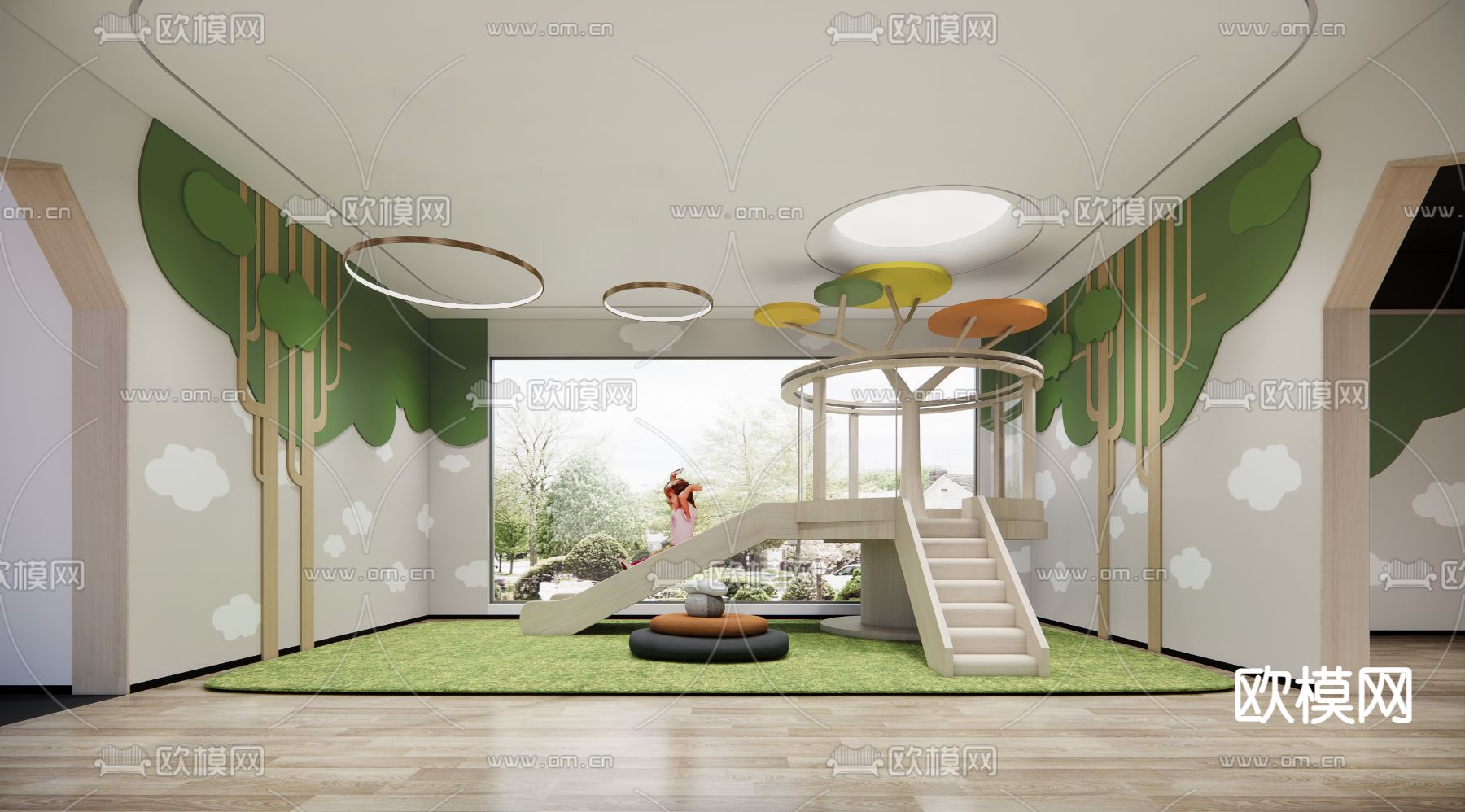 现代幼儿园儿童娱乐区su模型下载（渲染图1）