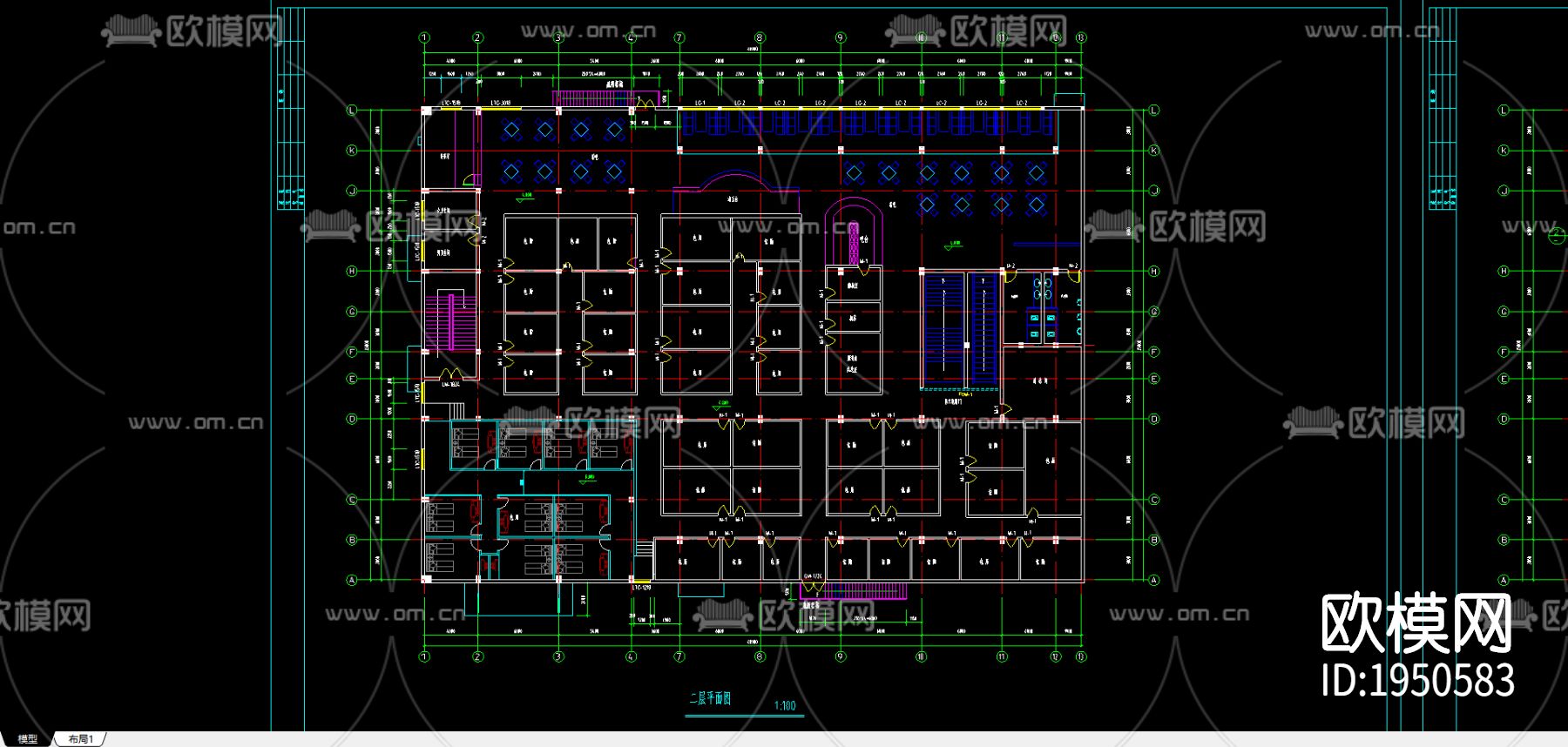 休闲中心浴场建cad施工图下载（渲染图2）