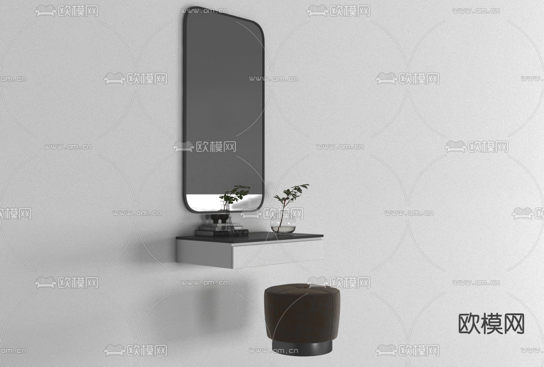 现代梳妆台免费3d模型下载