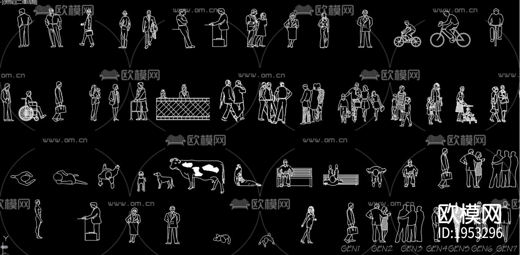 人物cad立面图下载（渲染图2）