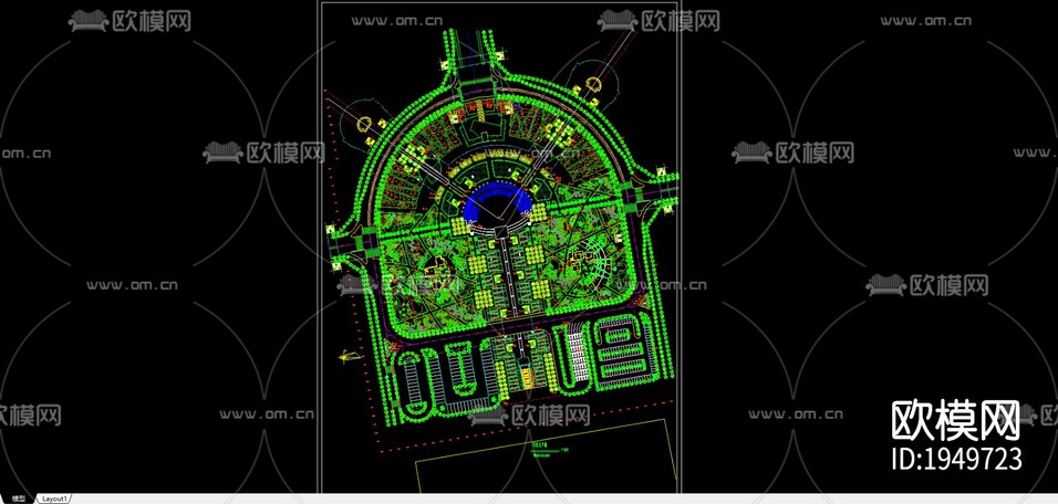 火車站廣場綠化總平面圖下載(渲染圖1)