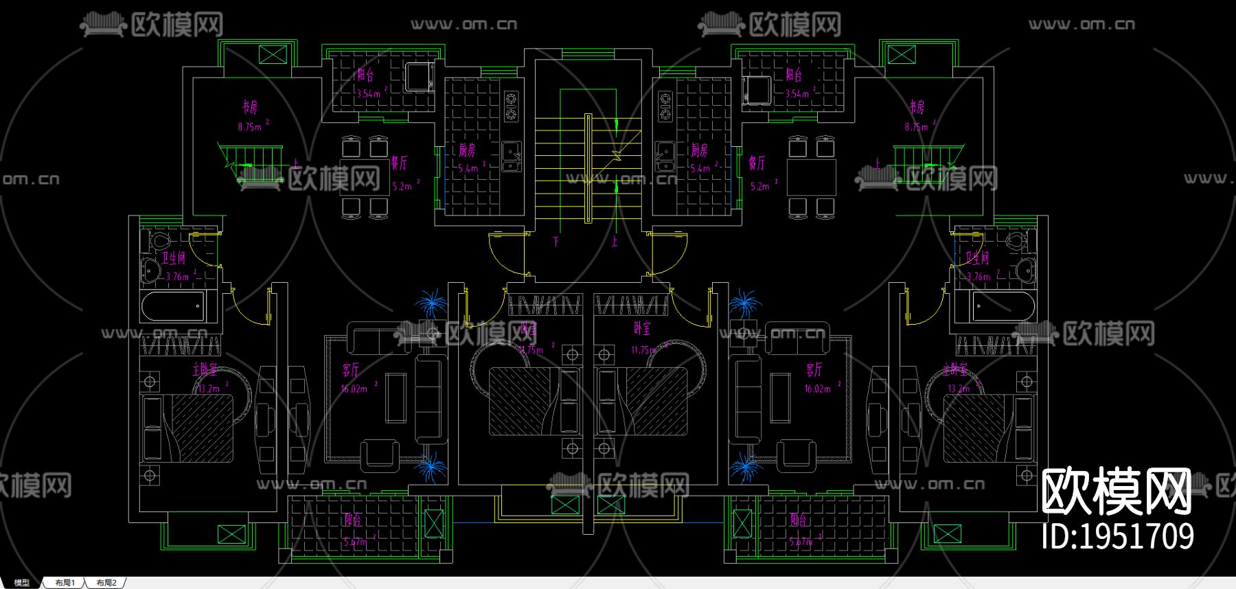 小区规划cad平面图下载（渲染图3）