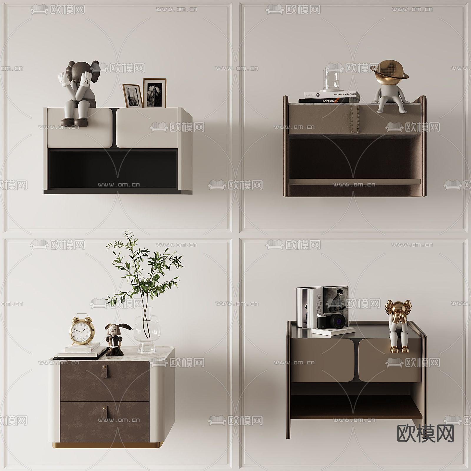 现代轻奢床头柜su模型下载（渲染图1）