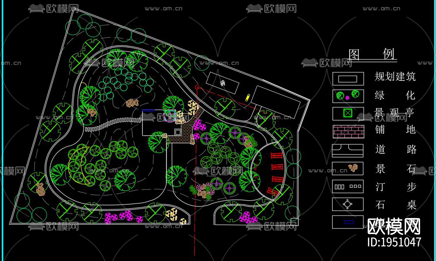 办公环境庭院景观cad施工图下载（渲染图2）
