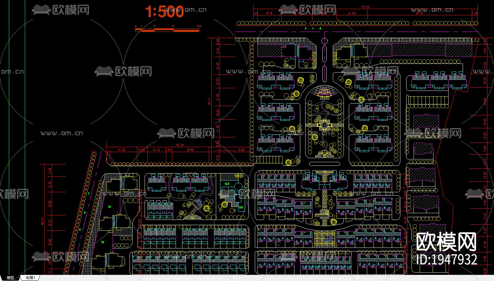 小区规划总cad平面图-免费3dmax模型库-欧模网