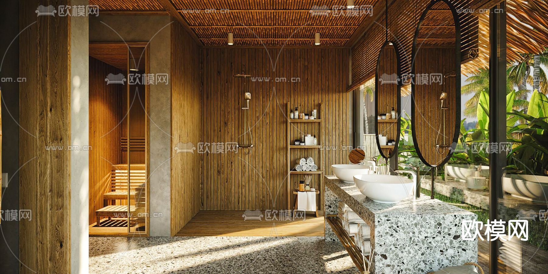 自然风浴室卫生间3d模型下载（渲染图5）