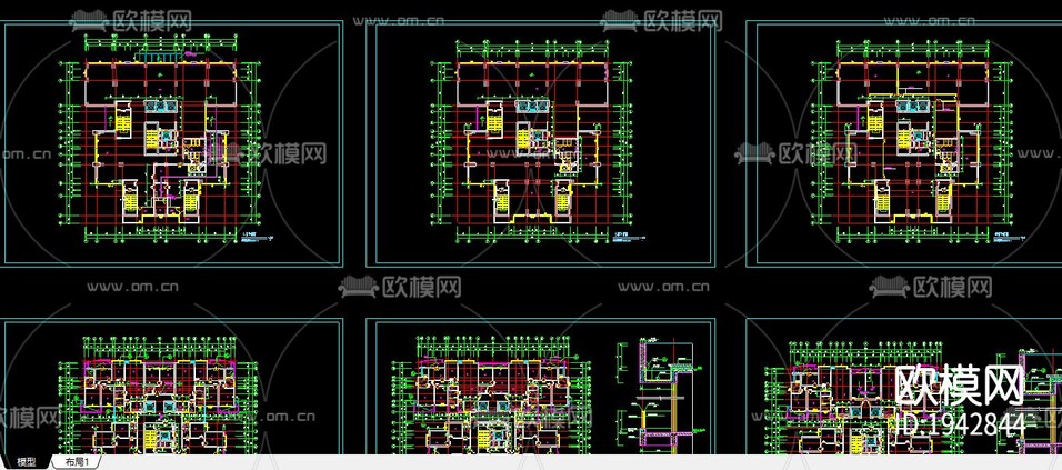 綜合樓cad建筑施工圖下載(渲染圖2)