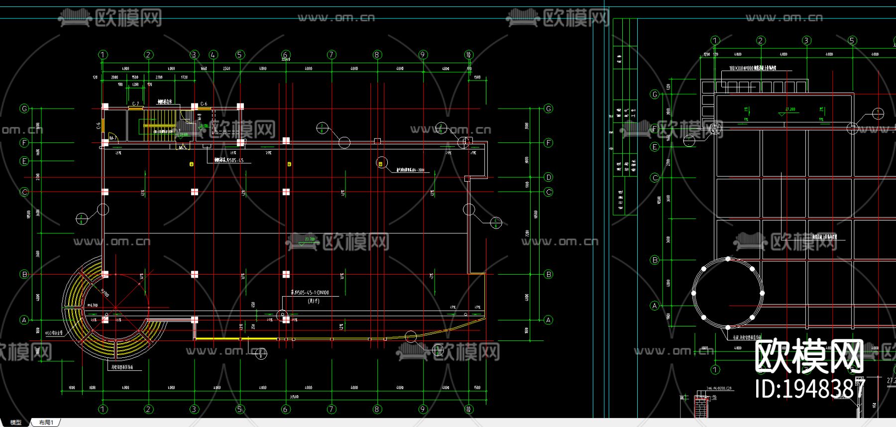 商办楼建筑CAD施工图下载（渲染图3）