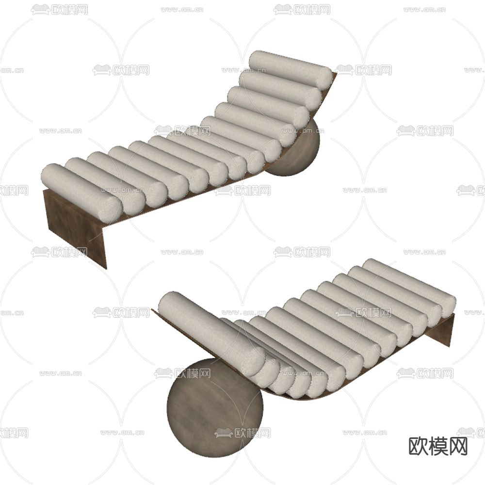 现代布艺躺椅su模型下载（渲染图2）