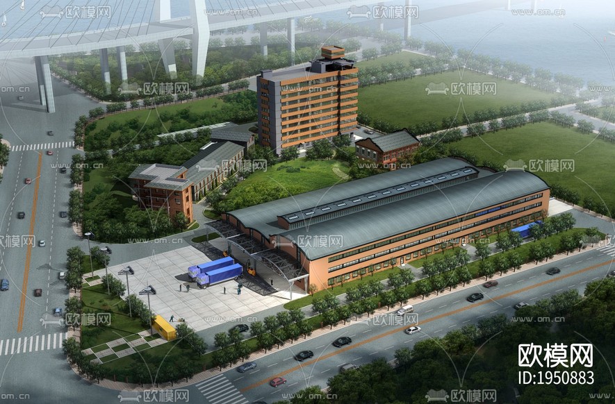 廠房cad施工圖下載(渲染圖5)